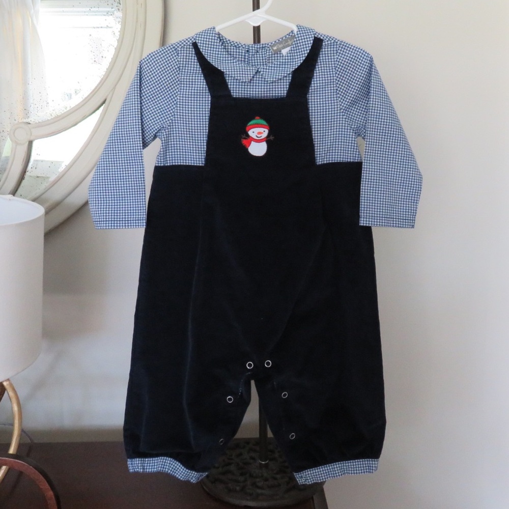 Petit Confection LS Corduroy Snowman Longall - 18m